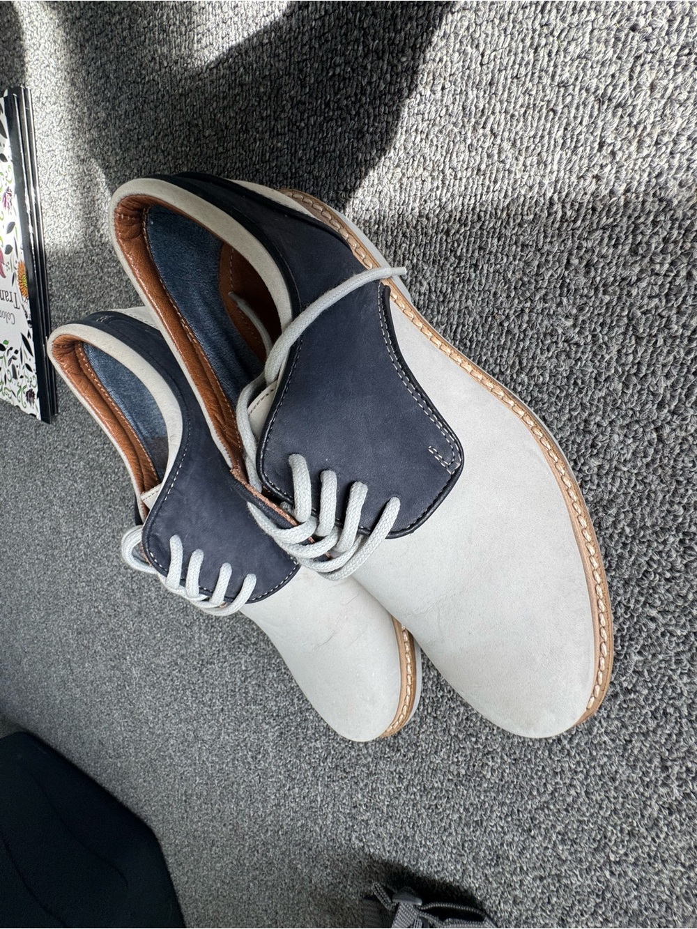 Men's Two-Tone Casual Derby Shoes - Navy & Light Gray -